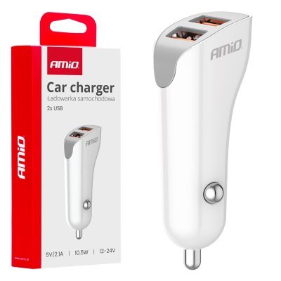 AMiO - Nabíjačka do auta 2x USB-A 2.1A 12/24V