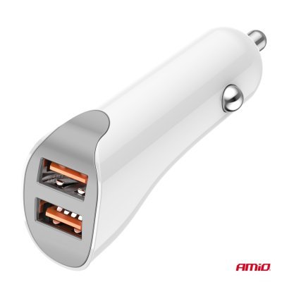 AMiO - Nabíjačka do auta 2x USB-A 2.1A 12/24V