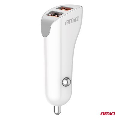 AMiO - Nabíjačka do auta 2x USB-A 2.1A 12/24V
