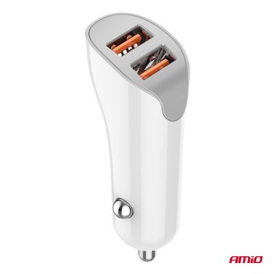 AMiO - Nabíjačka do auta 2x USB-A 2.1A 12/24V
