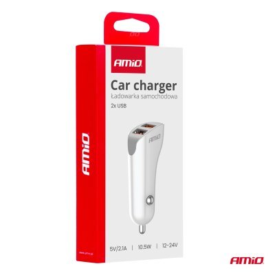 AMiO - Nabíjačka do auta 2x USB-A 2.1A 12/24V