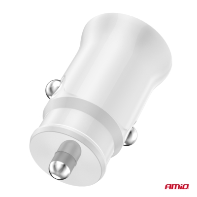 AMiO - Nabíjačka do auta 2x USB-A 2.1A 12/24V