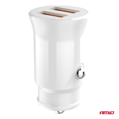 AMiO - Nabíjačka do auta 2x USB-A 2.1A 12/24V