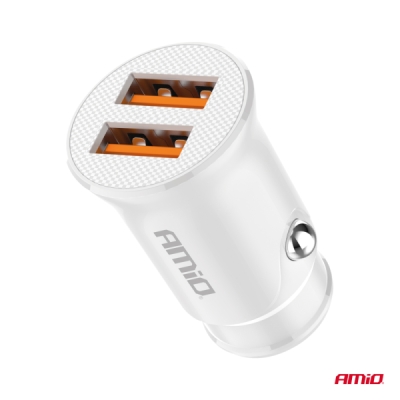 AMiO - Nabíjačka do auta 2x USB-A 2.1A 12/24V