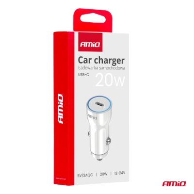 AMiO - Nabíjačka do auta USB-C 20W 12/24V