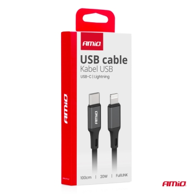 AMiO - Kábel 'USB-C na Lightning 20W 100cm FullLINK