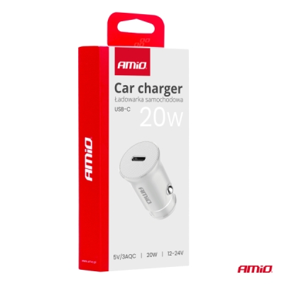 AMiO - Nabíjačka do auta USB-C 20W 12/24V