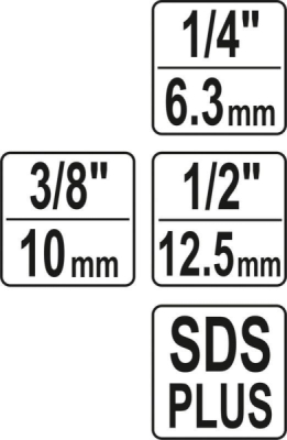 Yato - Súprava adaptérov SDS+ 1/4", 3/8", 1/2"