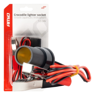 AMiO - Adaptér do zásuvky zapaľovača cigariet s krokosvorkami 12V 24V 100cm