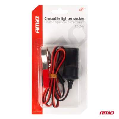 AMiO - Adaptér do zásuvky zapaľovača cigariet s krokosvorkami 12V 24V 100cm