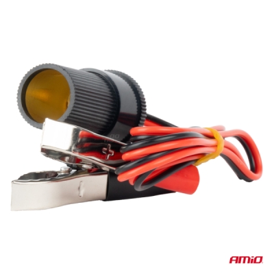 AMiO - Adaptér do zásuvky zapaľovača cigariet s krokosvorkami 12V 24V 100cm