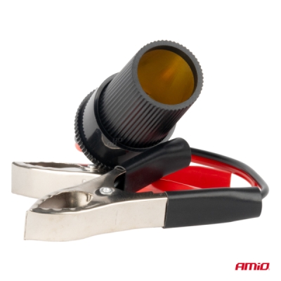 AMiO - Adaptér do zásuvky zapaľovača s krokosvorkami 12V 24V 15cm