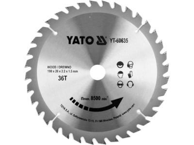 Yato - Vidiový pílový kotúč na drevo 190x20mm 36 zubov