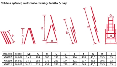 XTline - Rebrík AL 3x9 XTline