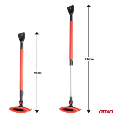 AMiO - Veľká teleskopická kefa na sneh s škrabkou na ľad a stierkou 98-134 cm