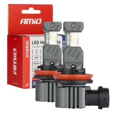 AMiO - LED žiarovky hlavného svietenia Hybrid séria H8 H9 H11 H16 6000K Canbus 60W