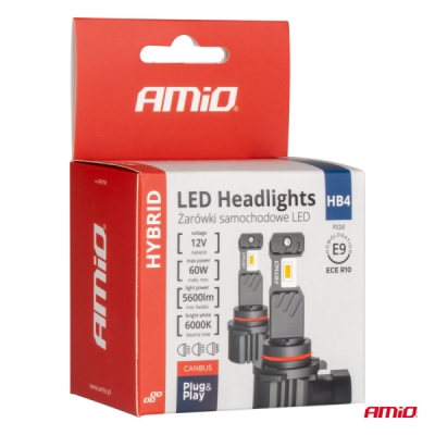 AMiO - LED žiarovky hlavného svietenia Hybrid séria HB4 9006 6000K Canbus 60W