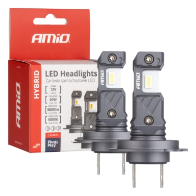 AMiO - LED žiarovky hlavného svietenia Hybrid séria H7 H18 6000K Canbus 60W