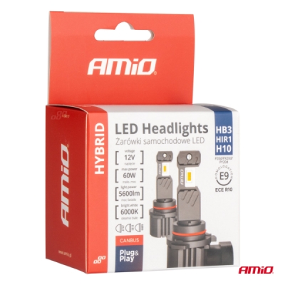 AMiO - LED žiarovky hlavného svietenia Hybrid séria HB3 HIR1 H10 6000K Canbus 60W