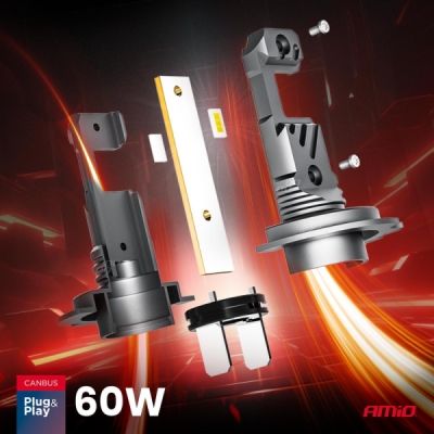 AMiO - LED žiarovky hlavného svietenia Hybrid séria H7 H18 6000K Canbus 60W