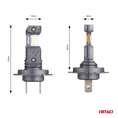 AMiO - LED žiarovky hlavného svietenia Hybrid séria H7 H18 6000K Canbus 60W