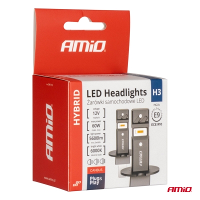 AMiO - LED žiarovky hlavného svietenia Hybrid séria H3 6000K Canbus 60W
