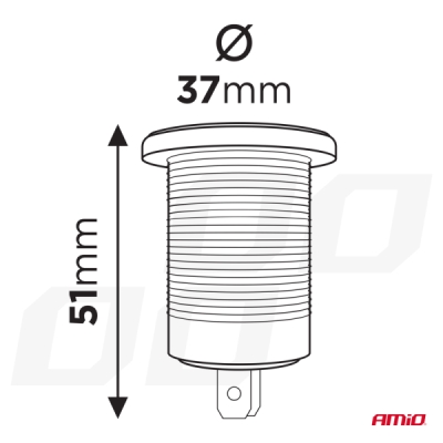 AMiO - Vodotesná telefónna nabíjačka s modrým LED indikátorom 3,1A 2xUSB 12/24V