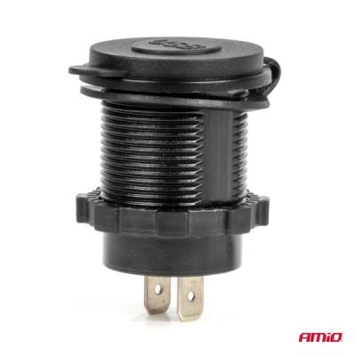 AMiO - Vodotesná nabíjačka s MODRÝM LED podsvietením 2xUSB QC3.0 12/24V