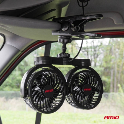 AMiO - Ventilátor do auta s klipom 2x4" 12V