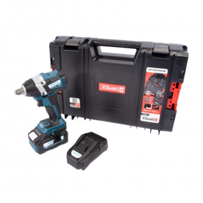 XTline - AKU rázový uťahovák na hlavice bezuhlíkový 1/2" 18V 300Nm + batéria 5,0Ah + nabíjačka 3.5A