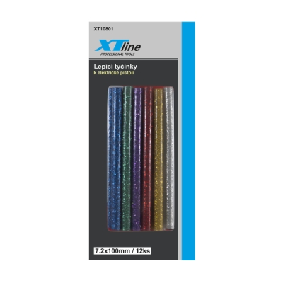 XTline - Tyčinky lepiace farebné trblietavé 7,2x100mm 12ks