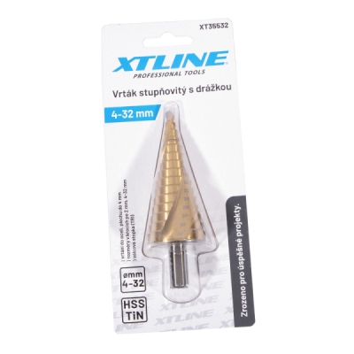 XTline - Vrták stupňovitý špirálová drážka 4-12mm HSS TiN