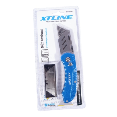 XTline - Nôž zavtvárací s výmennými čepeľami 5 ks SK5, 19 mm