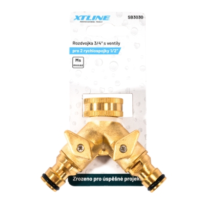 XTline - Rozdvojka s ventilmi mosadz pre 2 rýchlospojky