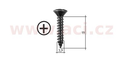 samořezný křížový vrut černý pozink Fe (sada 20 ks) (3,9 mm, 19 mm)