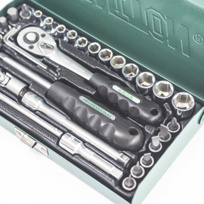 HONITON - Hlavica 1/4" sada 33 dielov kovový box