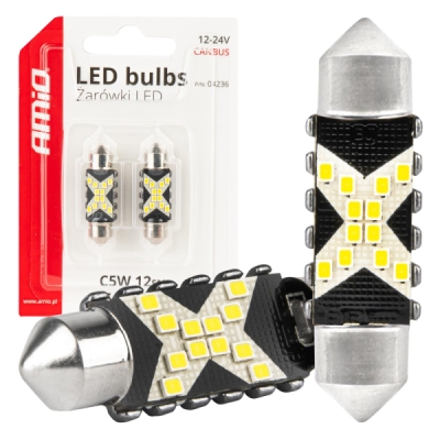 AMiO - LED žiarovky CANBUS 12SMD Festoon C5W 2016 36mm White 12/24V