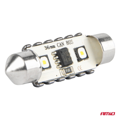 AMiO - LED žiarovky CANBUS 12SMD Festoon C5W 3838 36mm White 12/24V