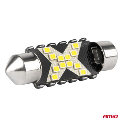 AMiO - LED žiarovky CANBUS 12SMD Festoon C5W 2016 41mm White 12/24V
