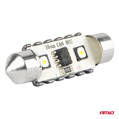 AMiO - LED žiarovky CANBUS 12SMD Festoon C5W 3838 39mm White 12/24V