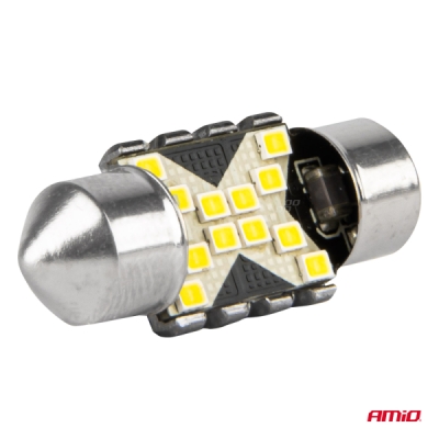 AMiO - LED žiarovky CANBUS 12SMD Festoon C5W 2016 31mm White 12/24V