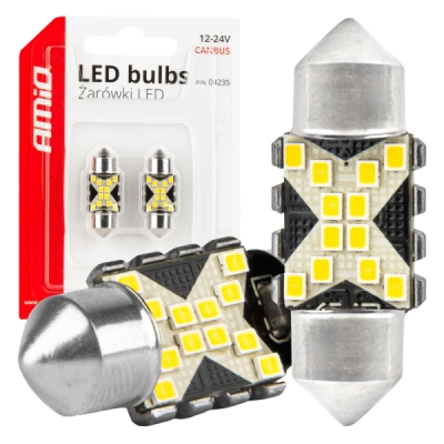 AMiO - LED žiarovky CANBUS 12SMD Festoon C5W 2016 31mm White 12/24V