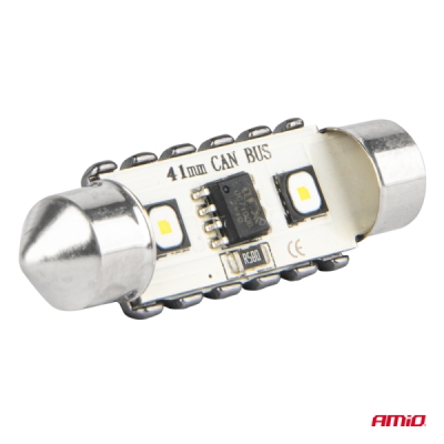 AMiO - LED žiarovky CANBUS 12SMD Festoon C5W 3838 41mm White 12/24V
