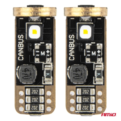 AMiO - LED žiarovky CANBUS T10 W5W 3SMD 3838 White 12V/24V