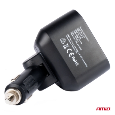 AMiO - Dvojitá predlžovacia zásuvka 2xUSB 1xUSB C 12/24V max 200W