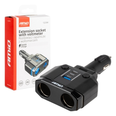 AMiO - Predlžovacia zásuvka PD30W PD20W QC3.0 12/24V max 200W