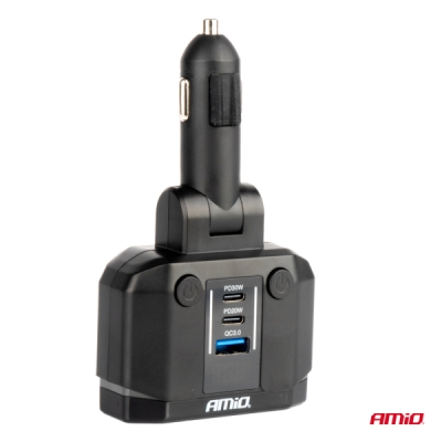 AMiO - Predlžovacia zásuvka PD30W PD20W QC3.0 12/24V max 200W