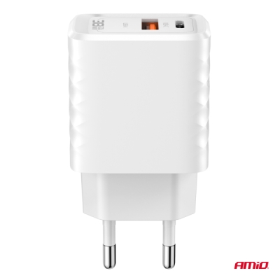 AMiO - Sieťová nabíjačka Quick Charger GaN 38W USB-A + USB-C