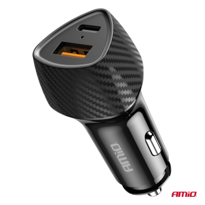 AMiO - Nabíjačka do auta QC+PD 38W USB-A + USB-C