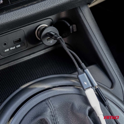 AMiO - Adaptér USB-C rozdeľovací na USB-C + Mini-Jack 3,5 mm 10 cm